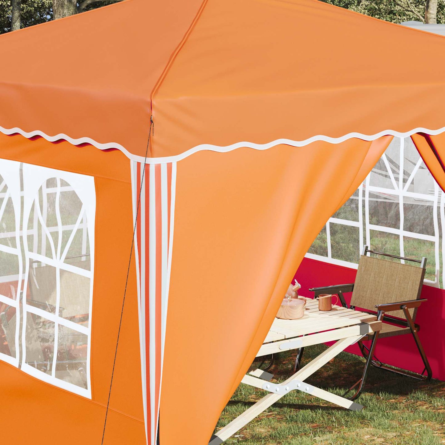Pop-up Party Tent 288 x 288 x 245 cm Orange Oxford Fabric
