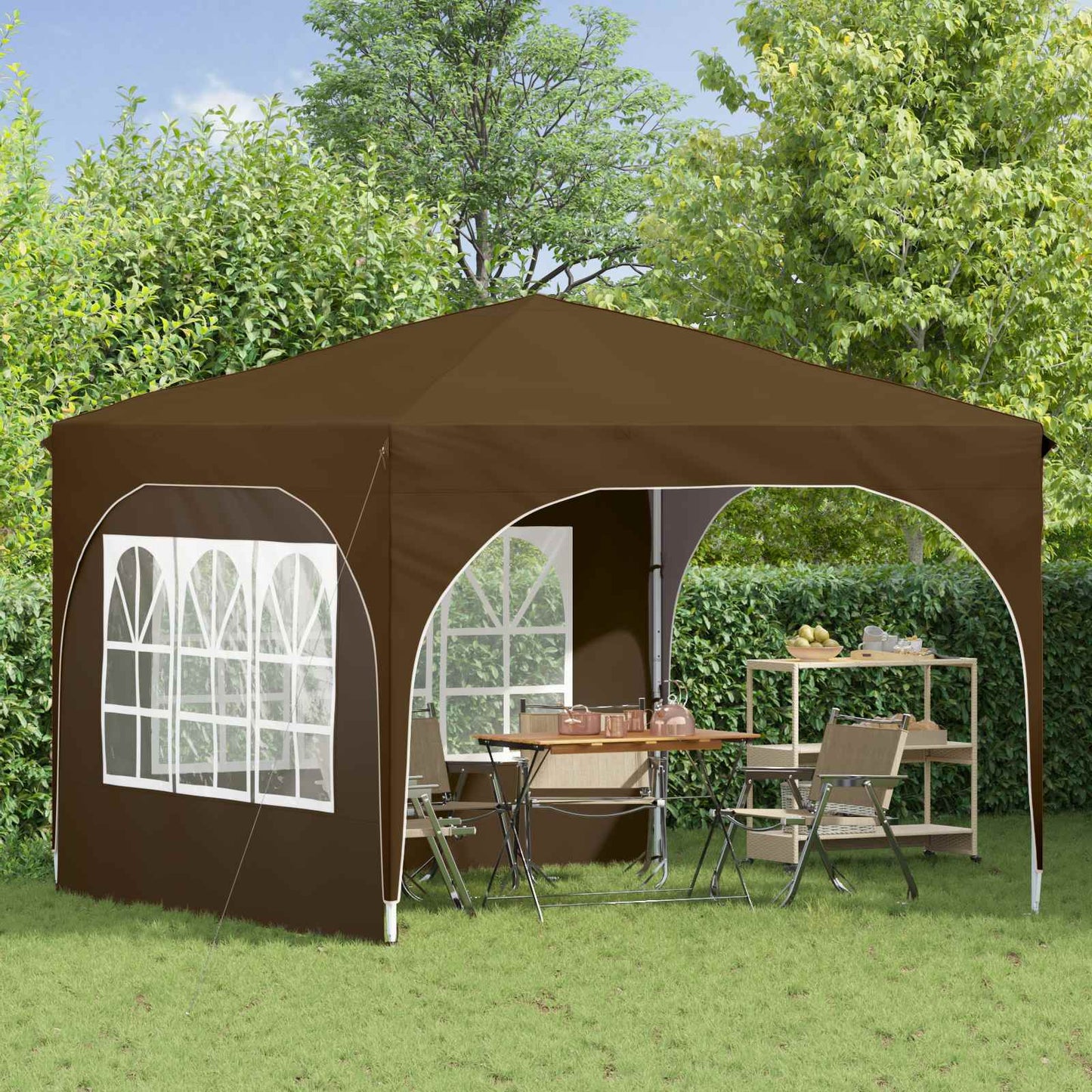 Pop-up Party Tent 290 x 290 x 245 cm Taupe