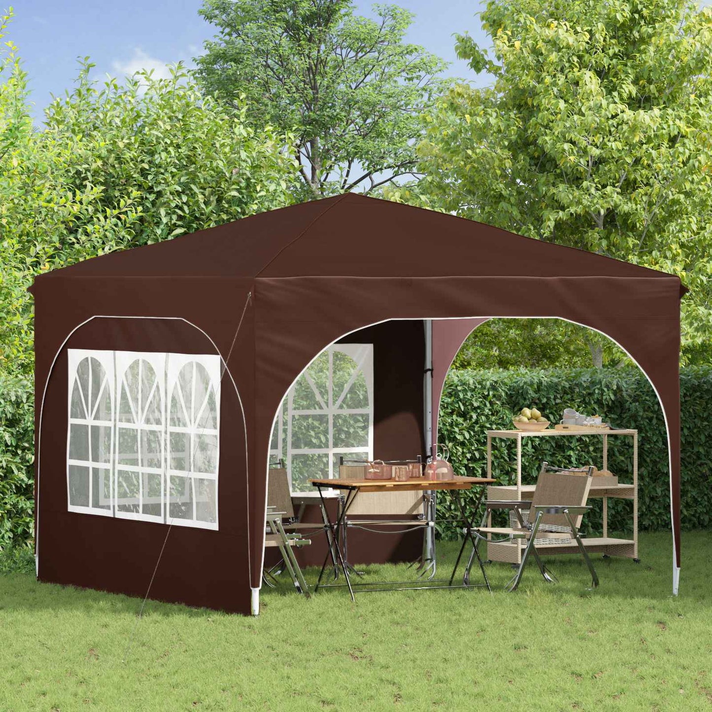 Pop-up Party Tent 290 x 290 x 245 cm Brown