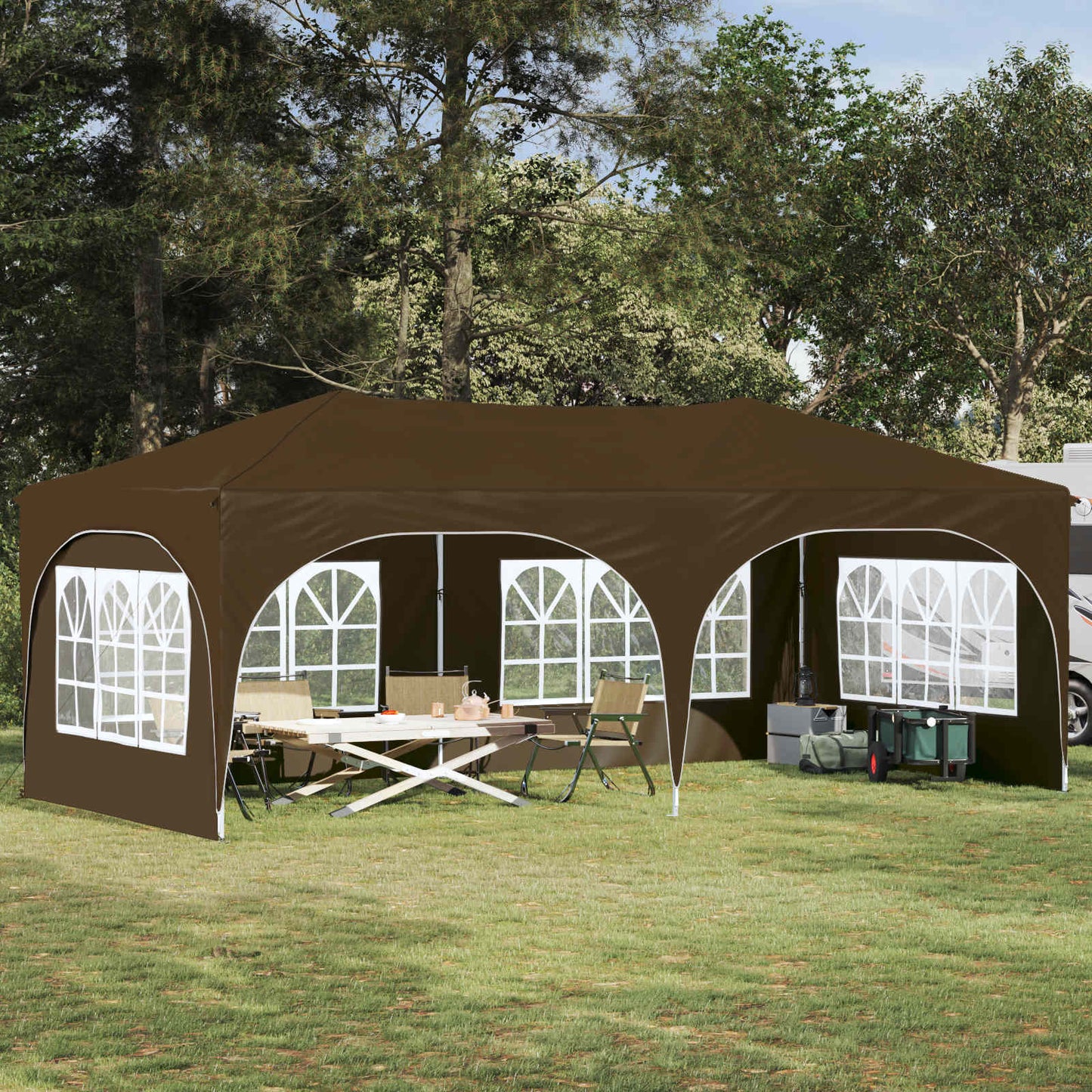 Pop-up Party Tent 575 x 288 x 245 cm Taupe Oxford Fabric