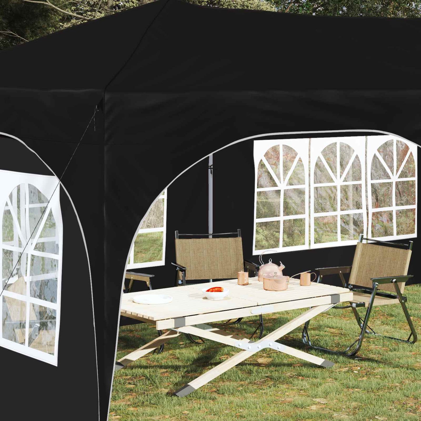Pop-up Party Tent 575 x 288 x 245 cm Black Oxford Fabric