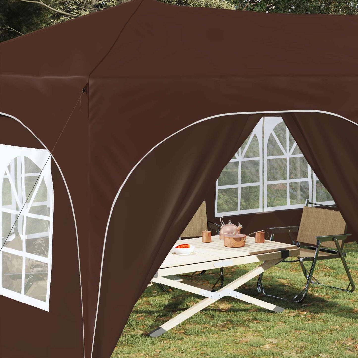 Pop-up Party Tent 575 x 288 x 245 cm Brown Oxford Fabric