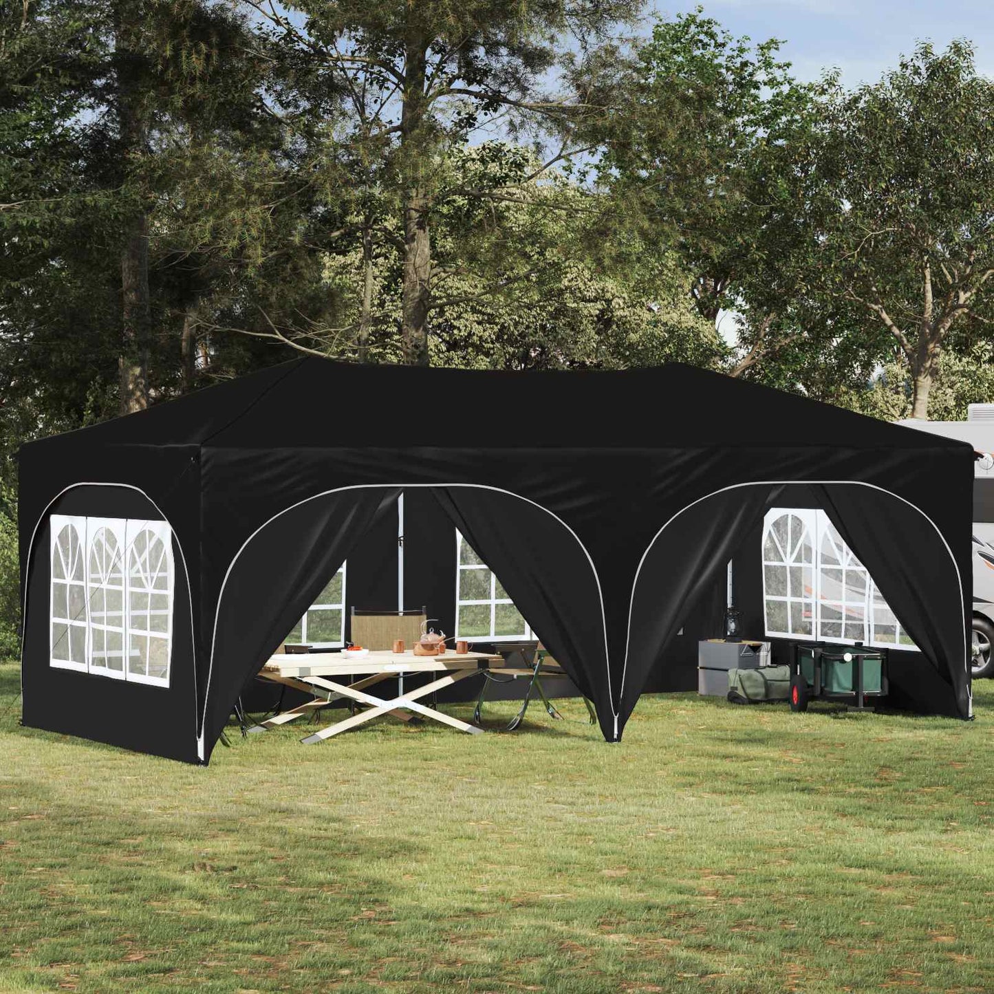 Pop-up Party Tent 575 x 288 x 245 cm Black Oxford Fabric