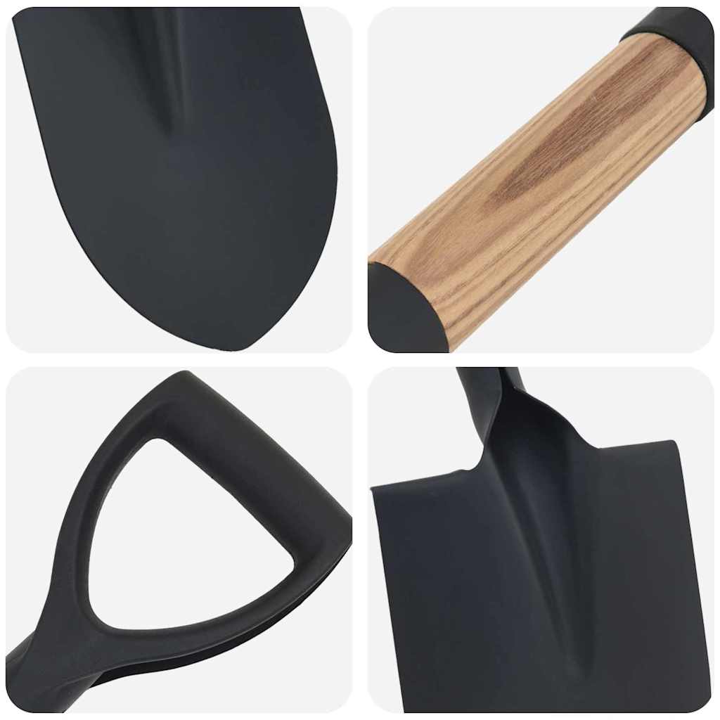 Shovel Black 68.5 cm Power Coated Steel and Solid Wood