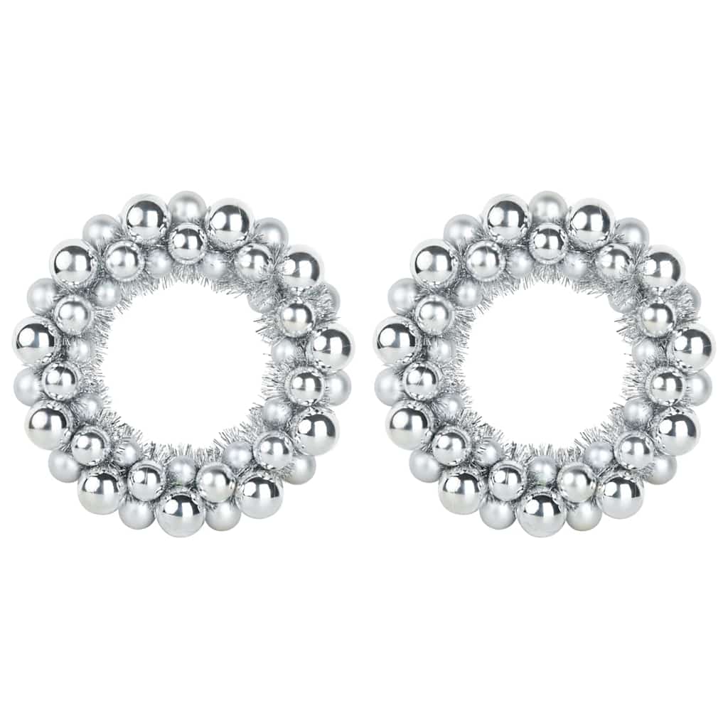 Christmas Ball Wreathes 2 pcs Silver 33 x 33 x 7 cm Polystyrene