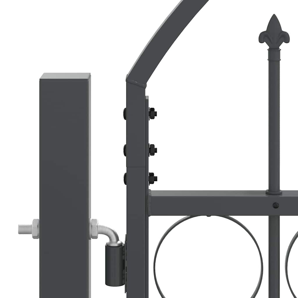 Garden Fence Gate with Arched Top Assen Grey 4 x 1.25 m Steel