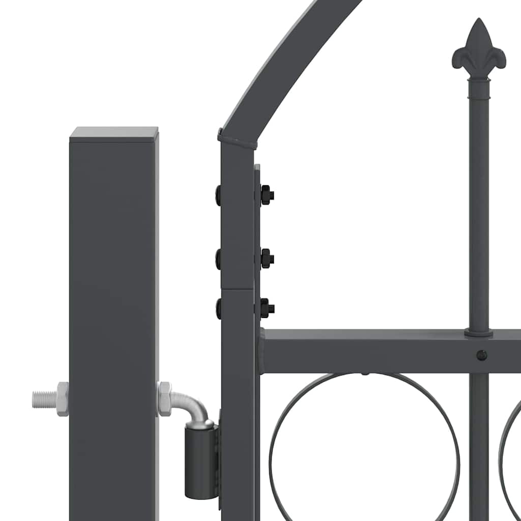 Garden Fence Gate with Arched Top Assen Grey 400 x 100 cm Steel