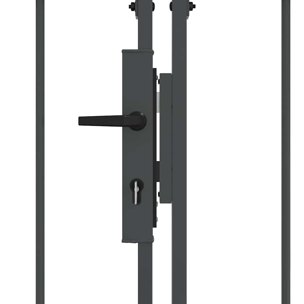 Garden Fence Gate with Arched Top Assen Grey 400 x 125 cm Steel