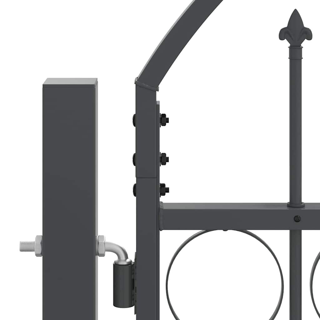 Garden Fence Gate with Arched Top Assen Grey 500 x 75 cm Steel