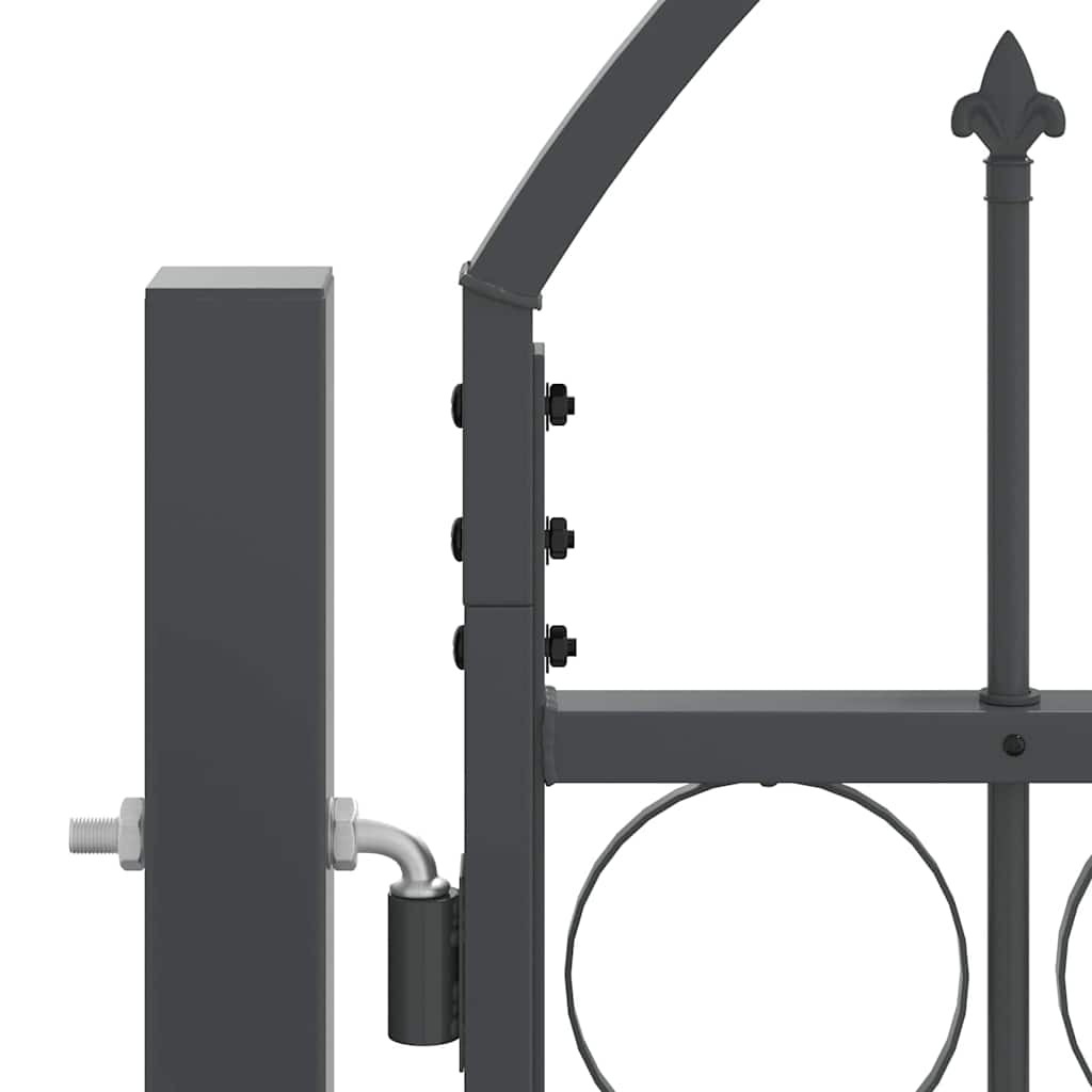 Garden Fence Gate with Arched Top Assen Grey 500 x 100 cm Steel