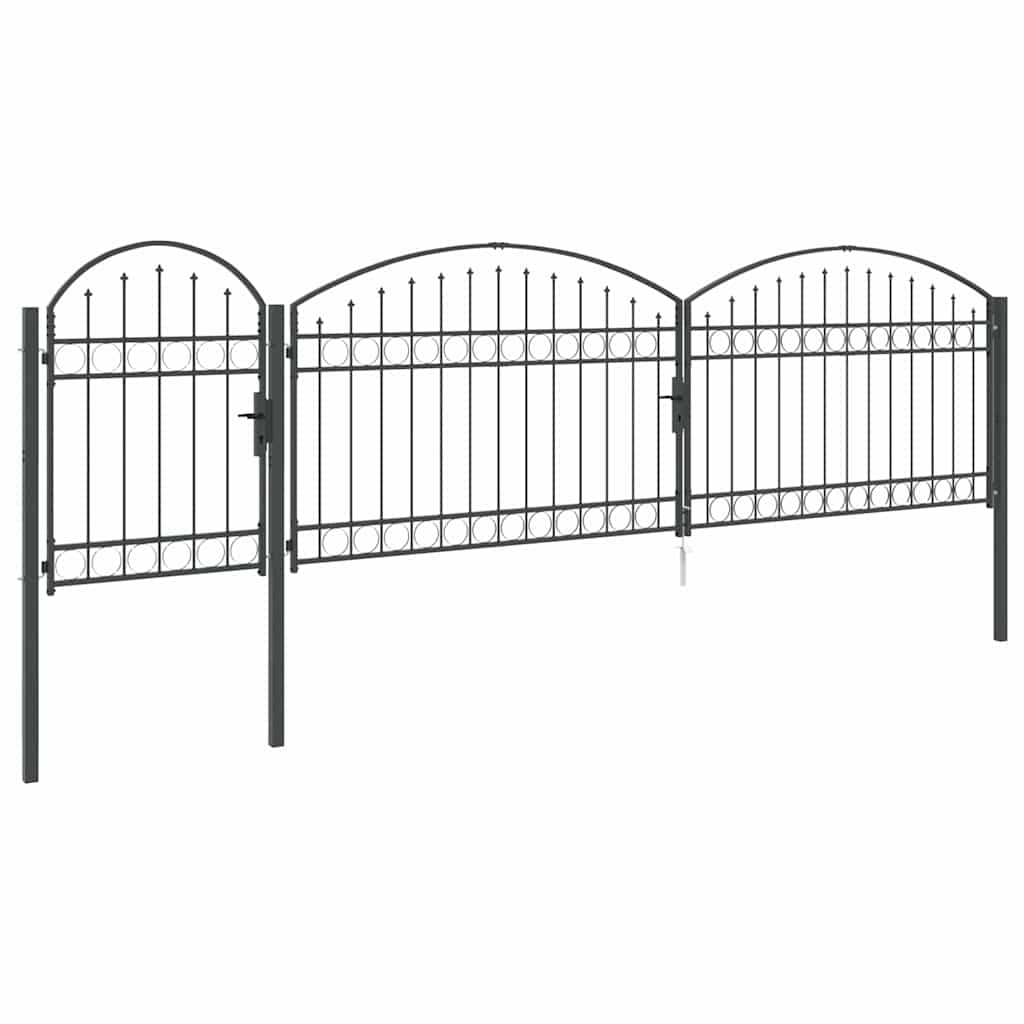 Garden Fence Gate with Arched Top Assen Grey 500 x 100 cm Steel