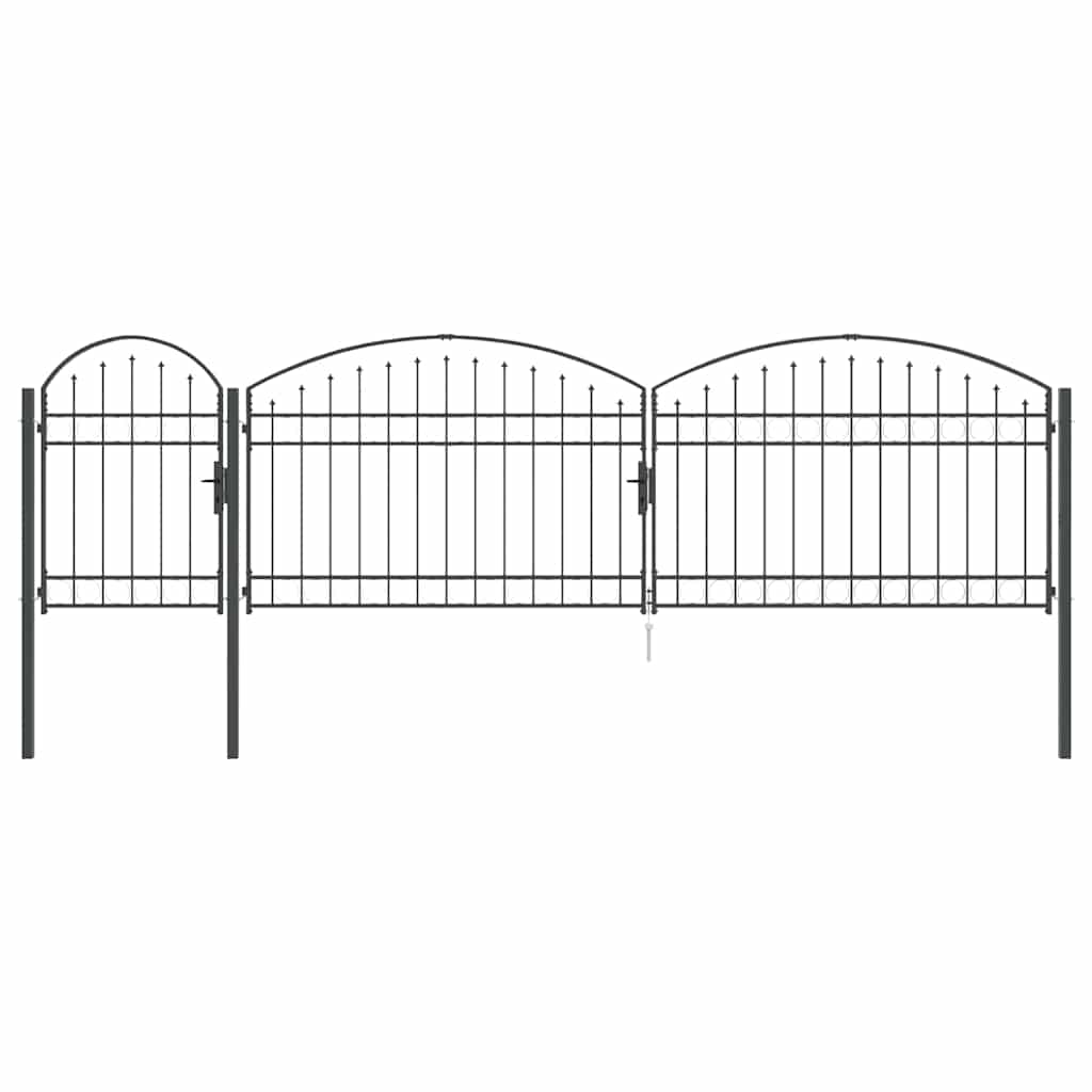 Garden Fence Gate with Arched Top Assen Grey 500 x 100 cm Steel