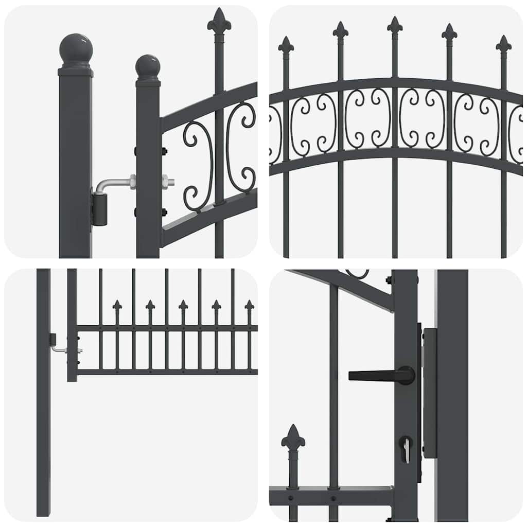 Fence Gate with Spear Top KAMPEN 103 x 75 cm Steel Grey