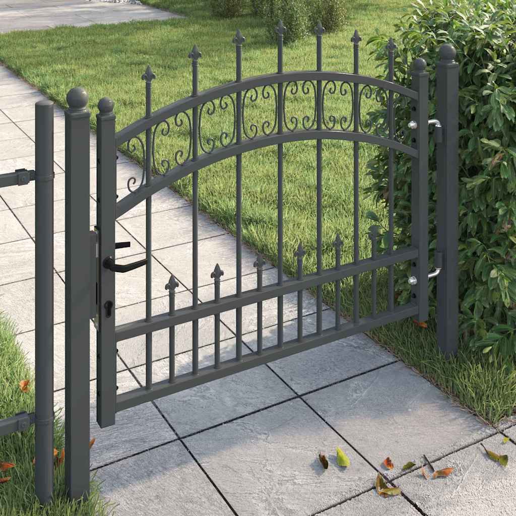 Fence Gate with Spear Top KAMPEN 103 x 75 cm Steel Grey