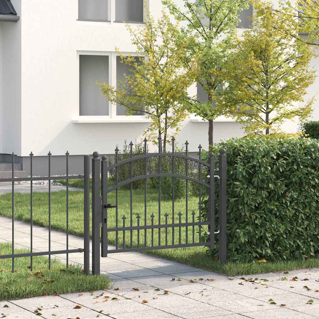 Fence Gate with Spear Top KAMPEN 103 x 75 cm Steel Grey