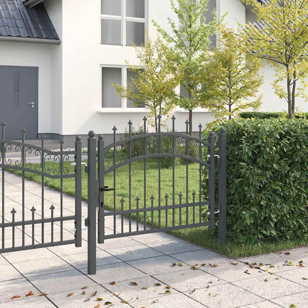 Fence Gate with Spear Top KAMPEN 103 x 75 cm Steel Grey