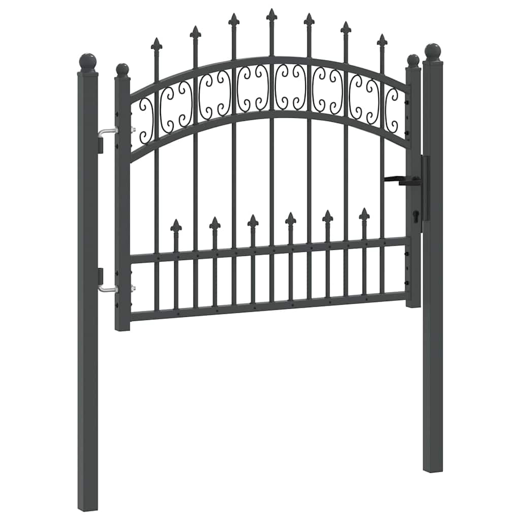 Fence Gate with Spear Top KAMPEN 103 x 75 cm Steel Grey