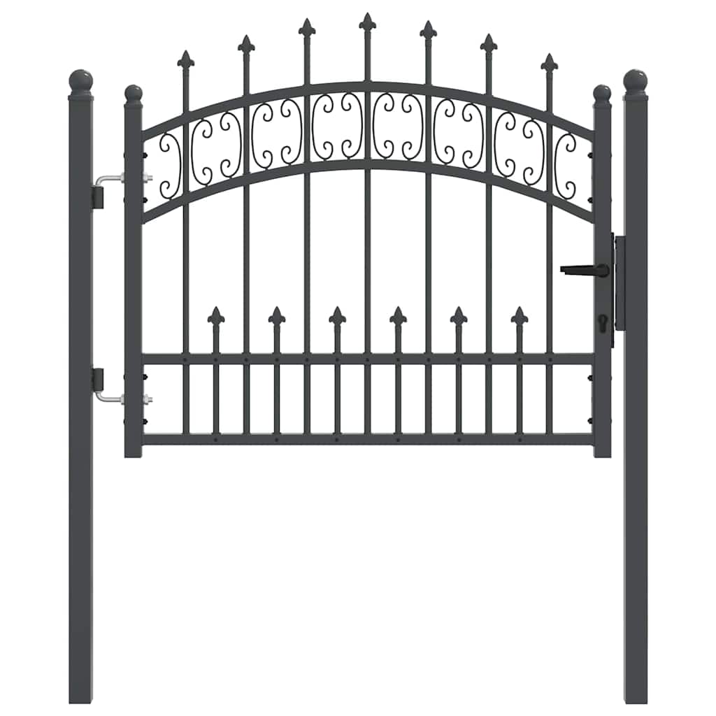 Fence Gate with Spear Top KAMPEN 103 x 75 cm Steel Grey