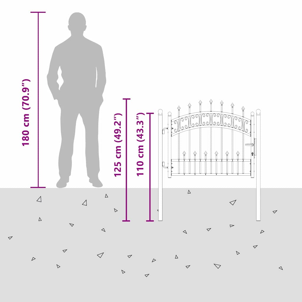 Fence Gate with Spear Top KAMPEN 103 x 75 cm Steel Grey
