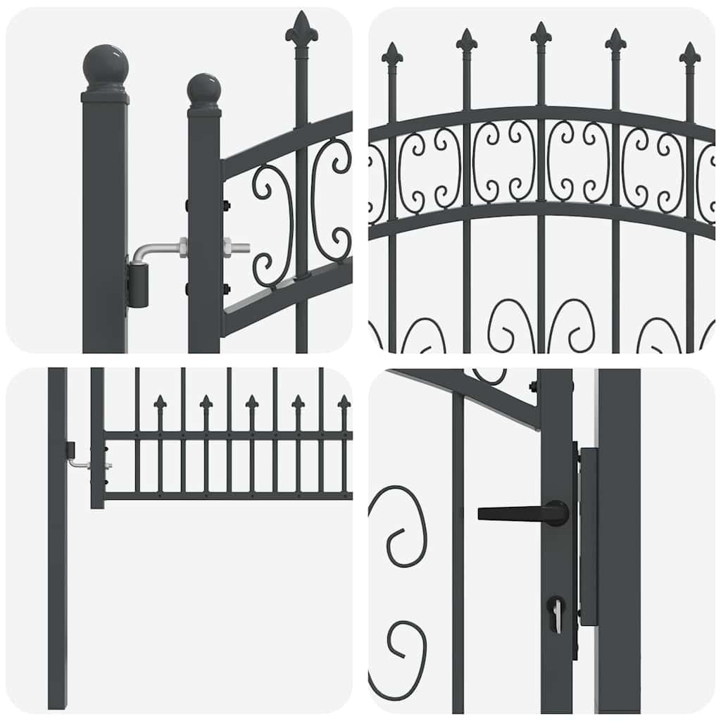 Fence Gate with Spear Top KAMPEN 103 x 100 cm Steel Grey