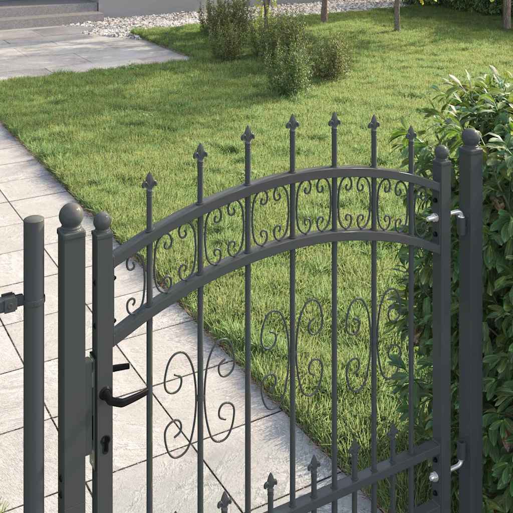 Fence Gate with Spear Top KAMPEN 103 x 100 cm Steel Grey