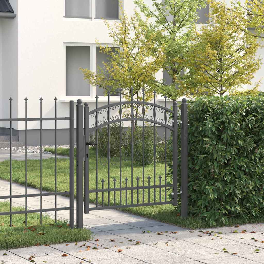 Fence Gate with Spear Top KAMPEN 103 x 100 cm Steel Grey