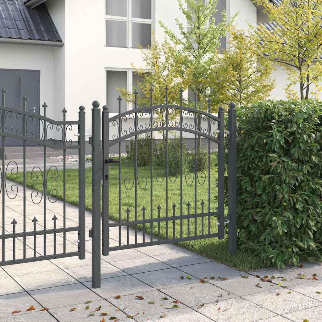 Fence Gate with Spear Top KAMPEN 103 x 100 cm Steel Grey