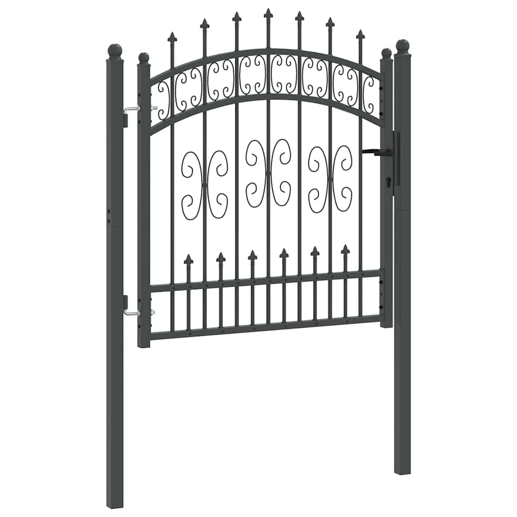 Fence Gate with Spear Top KAMPEN 103 x 100 cm Steel Grey