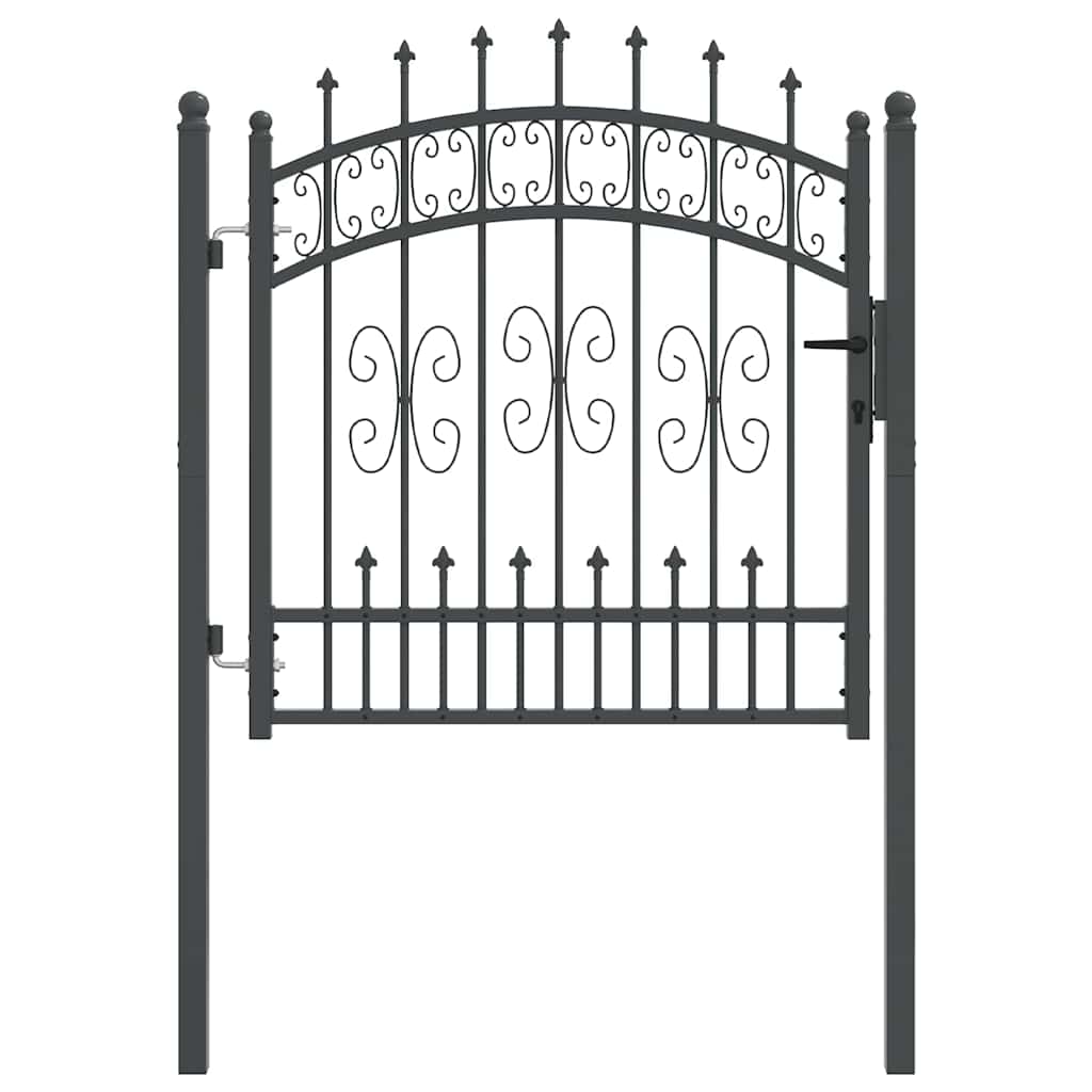 Fence Gate with Spear Top KAMPEN 103 x 100 cm Steel Grey
