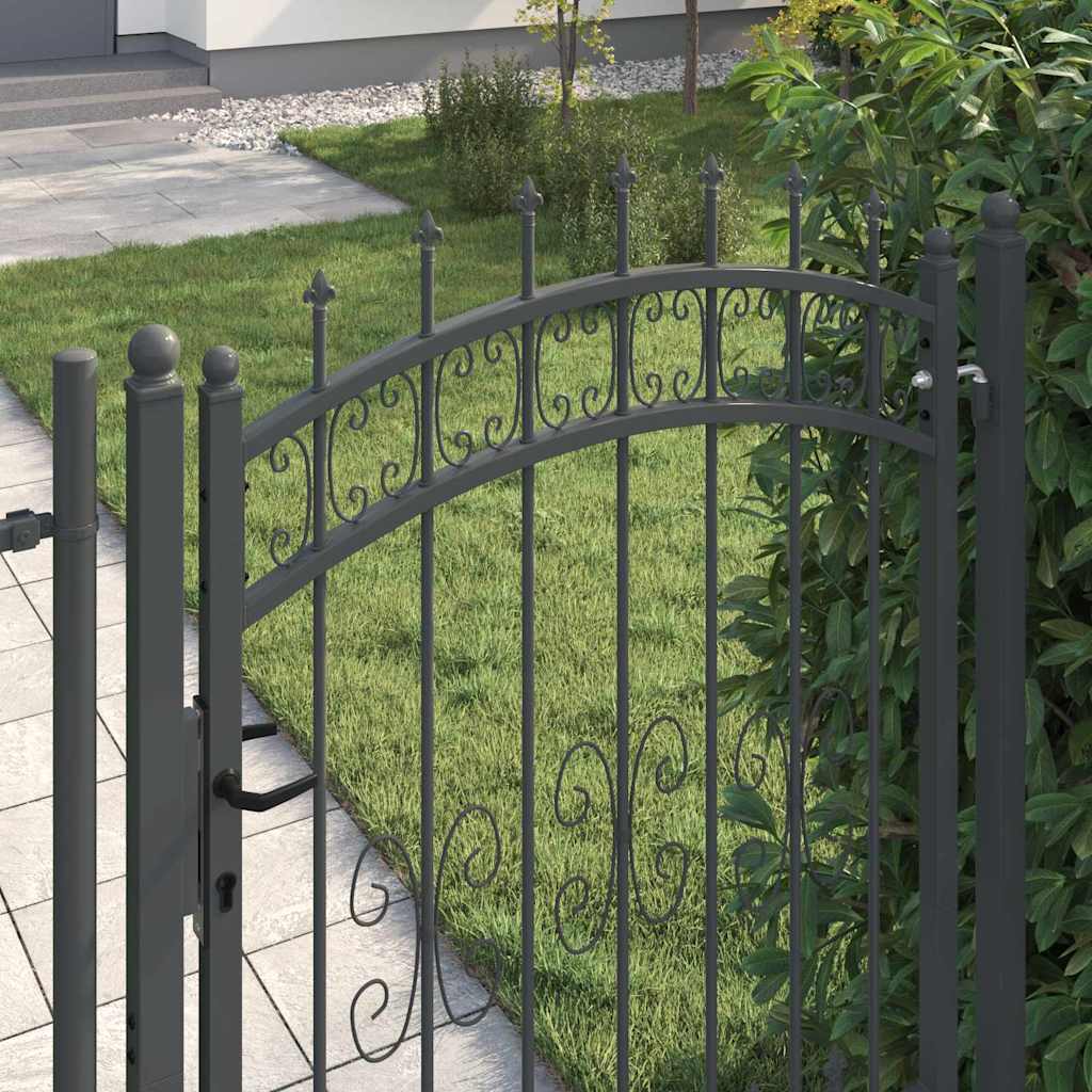 Fence Gate with Spear Top KAMPEN 103 x 200 cm Steel Grey