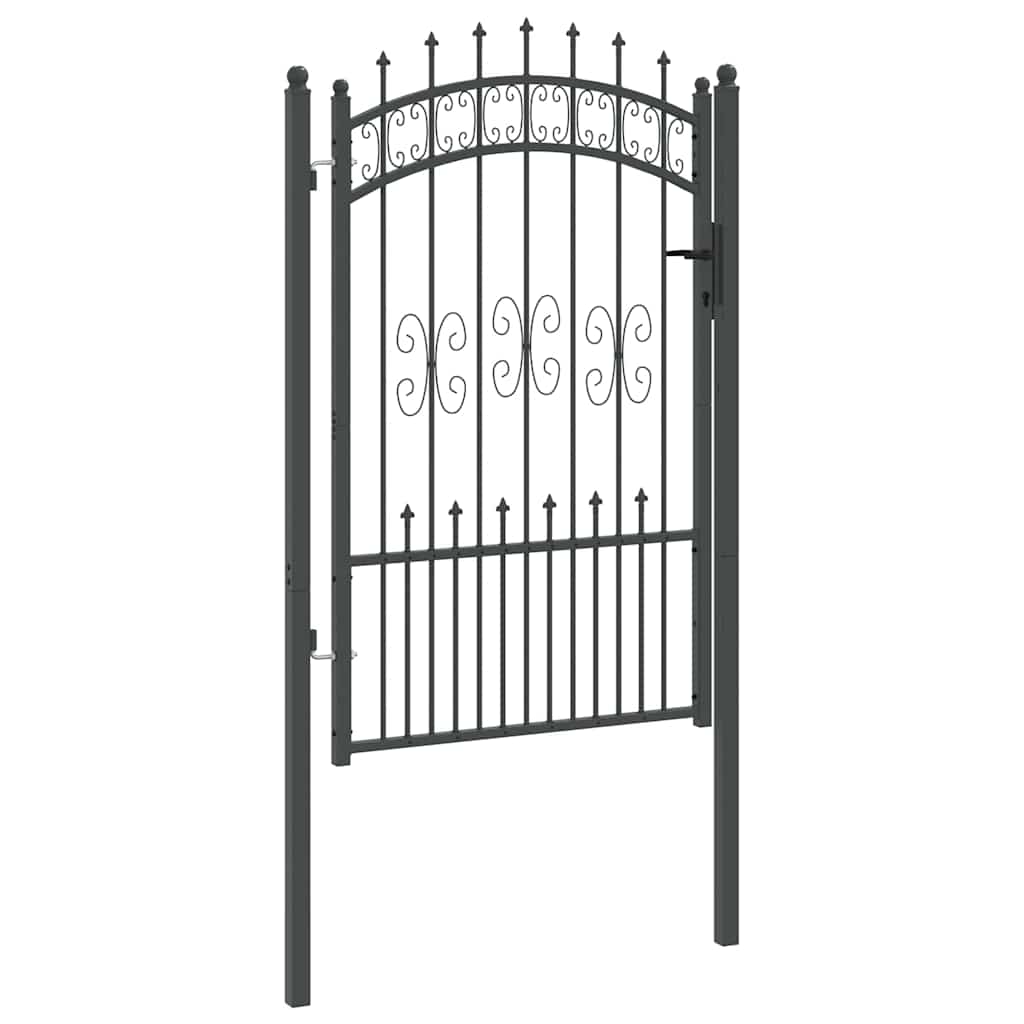 Fence Gate with Spear Top KAMPEN 103 x 200 cm Steel Grey