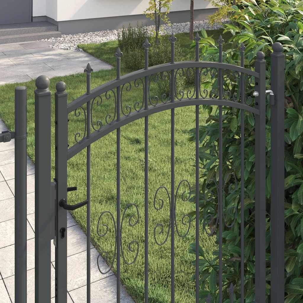 Fence Gate with Spear Top KAMPEN 103 x 175 cm Steel Grey