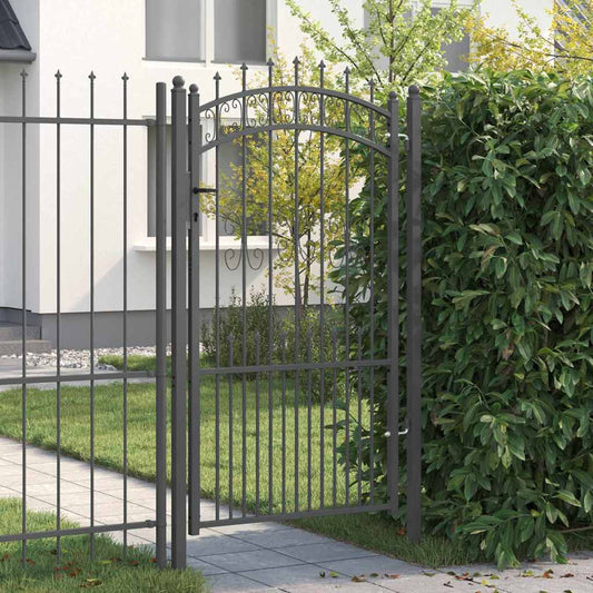 Fence Gate with Spear Top KAMPEN 103 x 175 cm Steel Grey