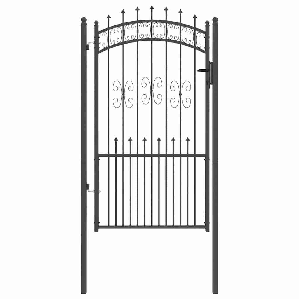 Fence Gate with Spear Top KAMPEN 103 x 175 cm Steel Grey