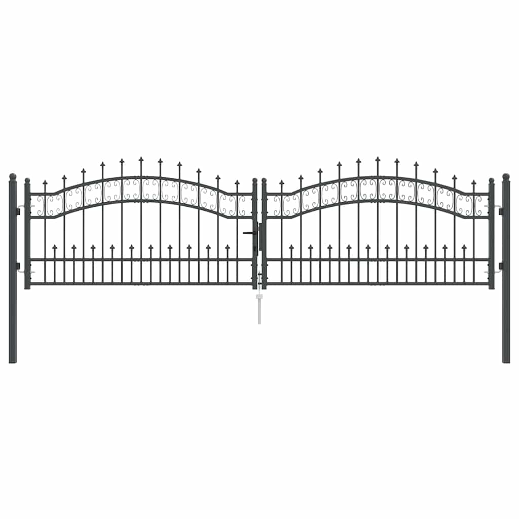 Fence Gate with Spear Top KAMPEN 305 x 75 cm Steel Grey