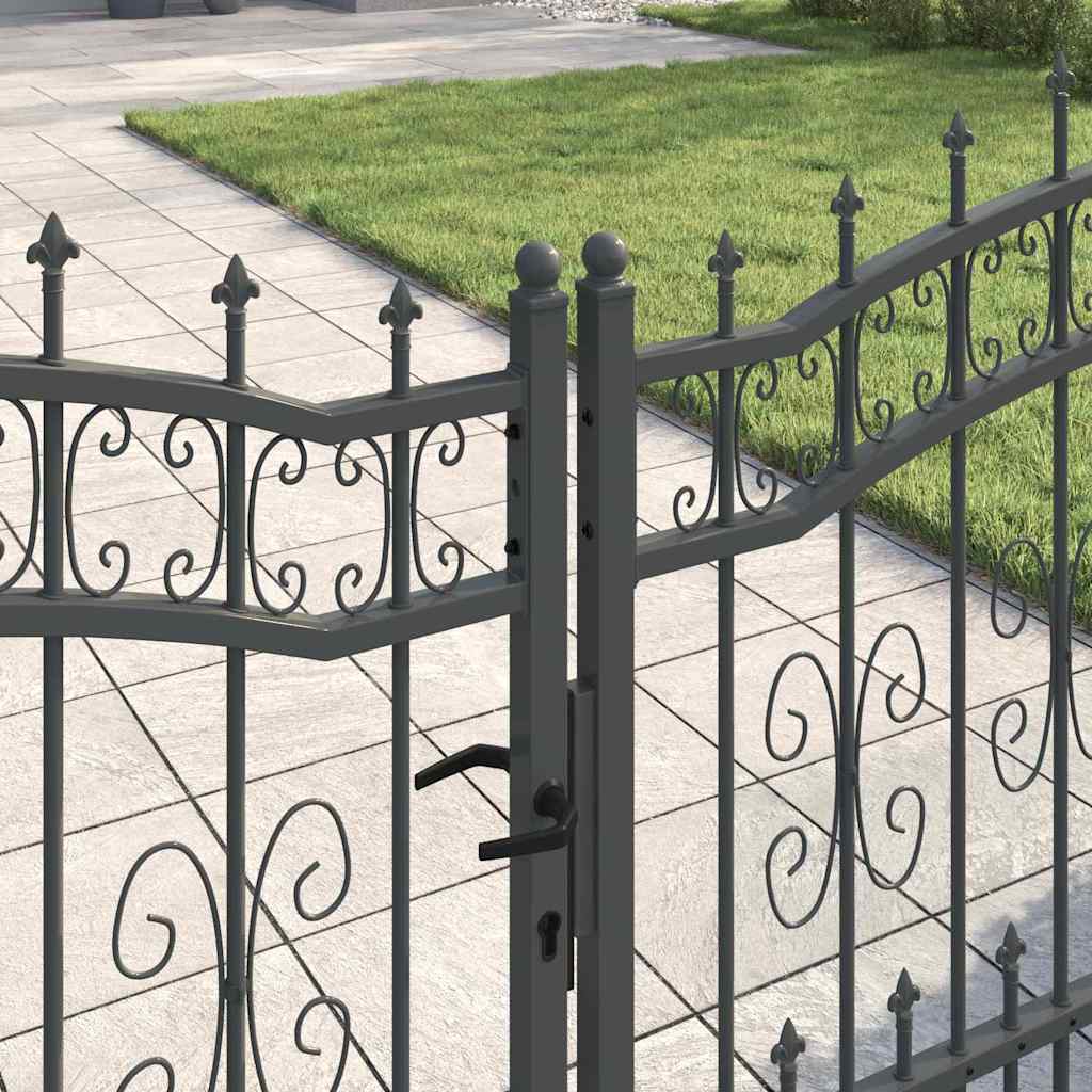 Fence Gate with Spear Top KAMPEN 305 x 100 cm Steel Grey