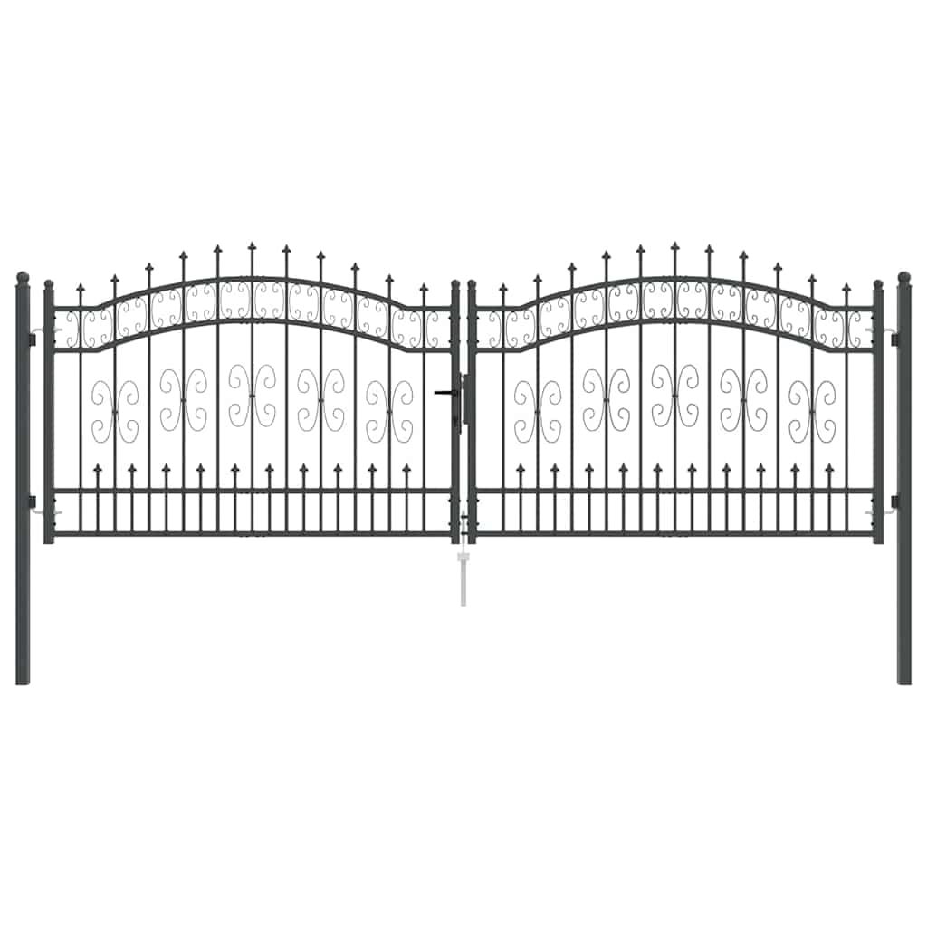 Fence Gate with Spear Top KAMPEN 305 x 100 cm Steel Grey