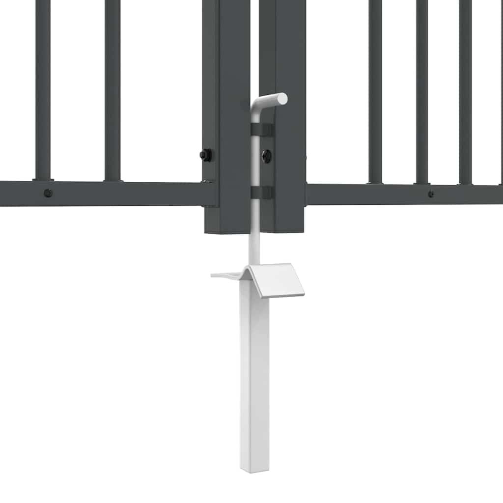 Fence Gate with Spear Top KAMPEN 305 x 150 cm Steel Grey
