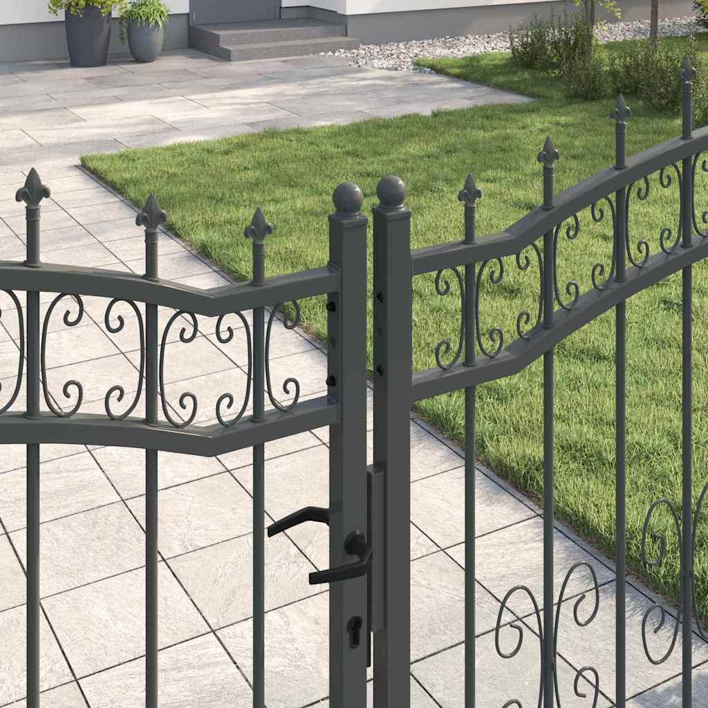 Fence Gate with Spear Top KAMPEN 305 x 150 cm Steel Grey