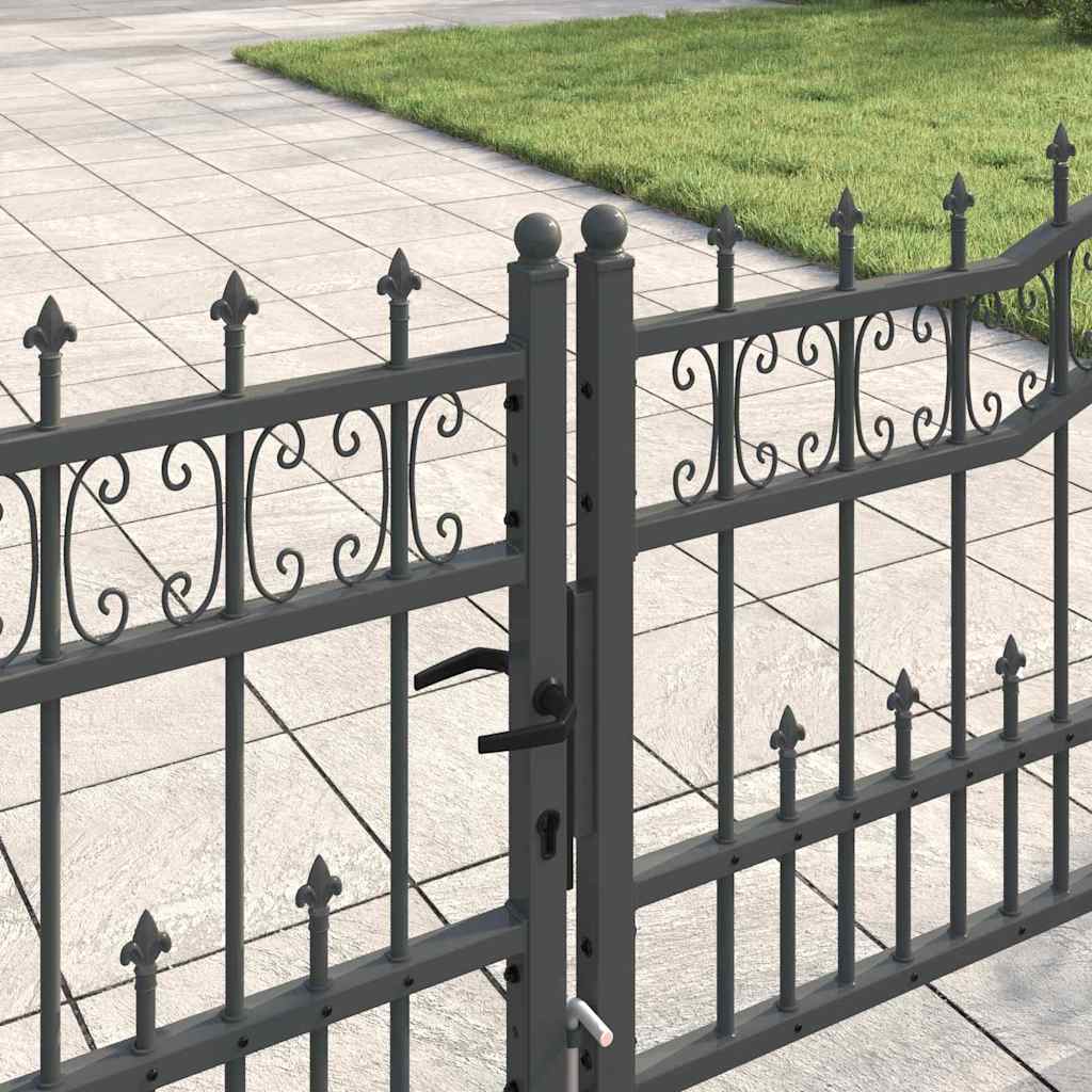 Fence Gate with Spear Top KAMPEN 404 x 75 cm Steel Grey