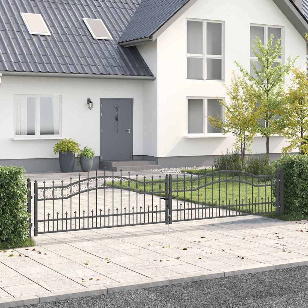 Fence Gate with Spear Top KAMPEN 404 x 75 cm Steel Grey