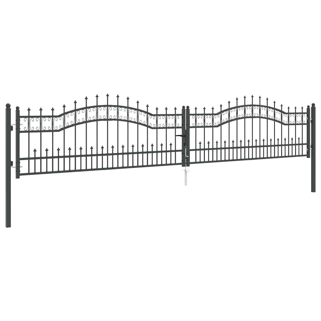 Fence Gate with Spear Top KAMPEN 404 x 75 cm Steel Grey