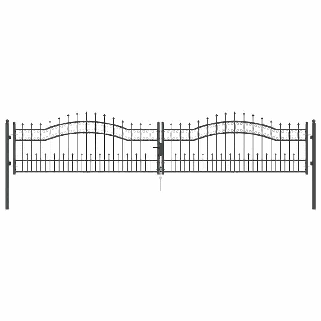 Fence Gate with Spear Top KAMPEN 404 x 75 cm Steel Grey