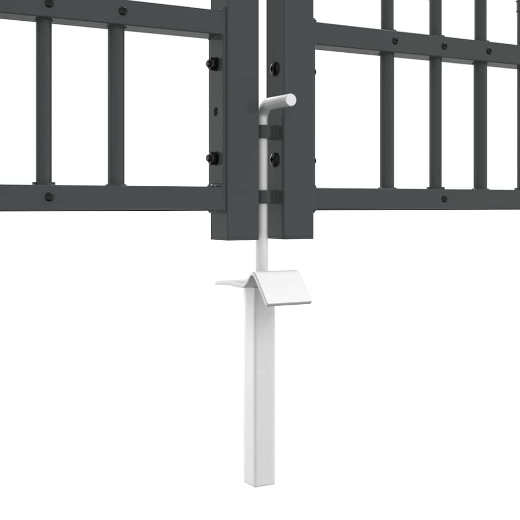 Fence Gate with Spear Top KAMPEN 404 x 100 cm Steel Grey
