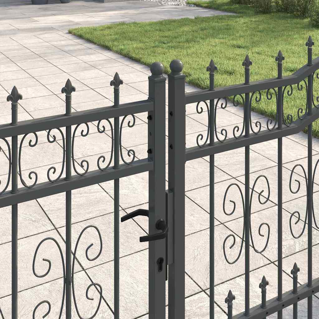 Fence Gate with Spear Top KAMPEN 404 x 100 cm Steel Grey