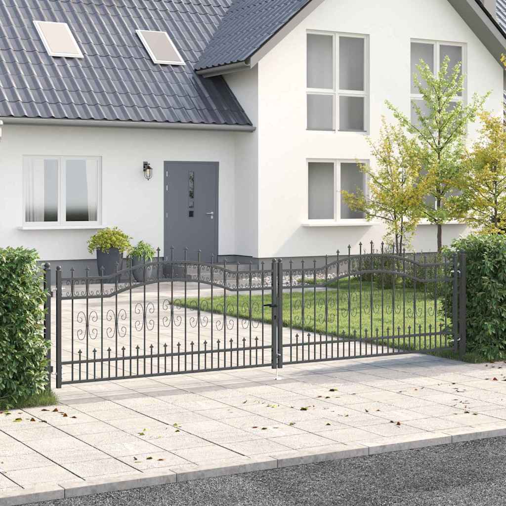 Fence Gate with Spear Top KAMPEN 404 x 100 cm Steel Grey