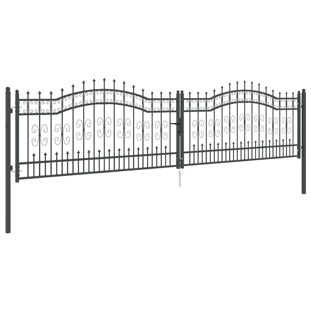 Fence Gate with Spear Top KAMPEN 404 x 100 cm Steel Grey