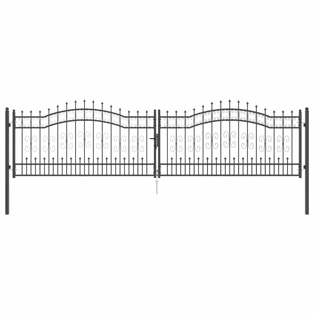 Fence Gate with Spear Top KAMPEN 404 x 100 cm Steel Grey