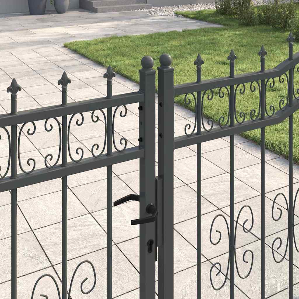 Fence Gate with Spear Top KAMPEN 404 x 125 cm Steel Grey