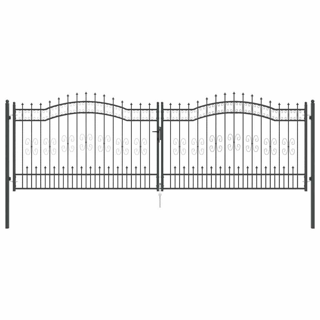 Fence Gate with Spear Top KAMPEN 404 x 125 cm Steel Grey